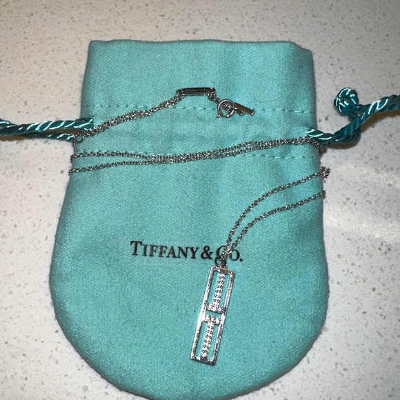 Tiffany & Co Open Vertical Diamond Bar Pendant - Picture 4 of 6